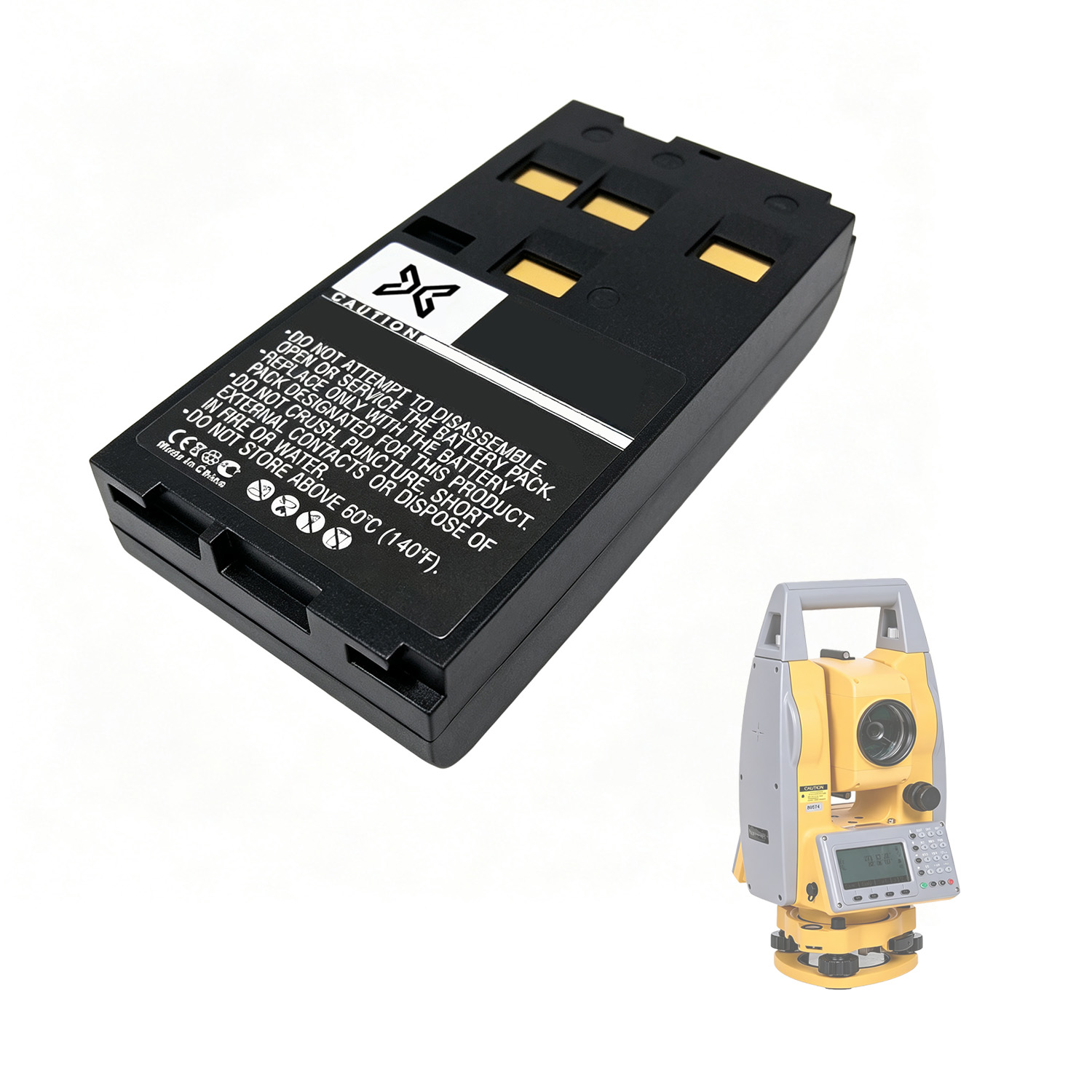 Custom total station battery for Leica, Topcon and Sokkia surveying equipment, rechargeable power pack for field survey and construction
