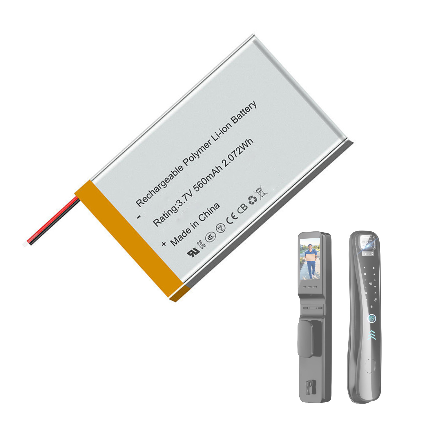 Custom Li-Polymer battery for smart door locks and electronic locks