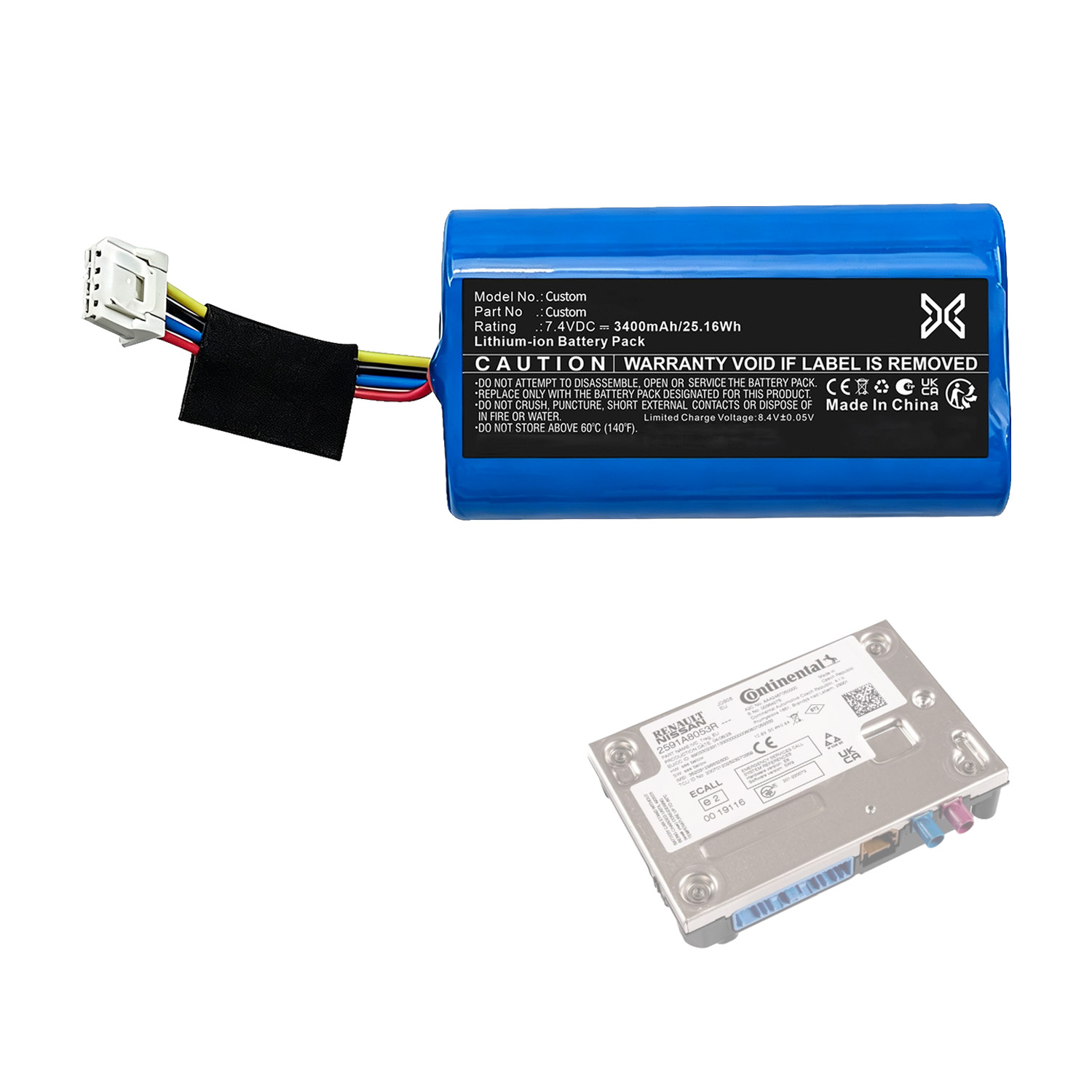 Custom Vehicle SOS Battery for eCall Module