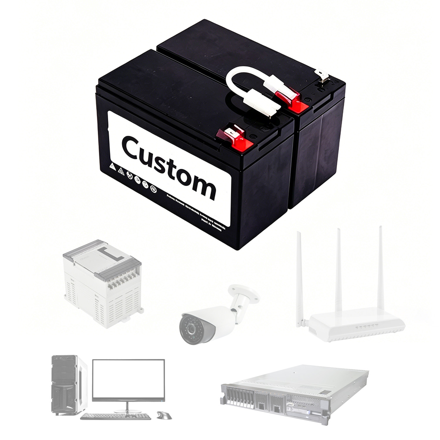Custom UPS battery for backup power systems, servers and networking equipment
