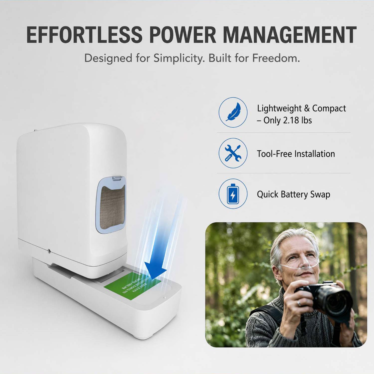 Portable oxygen concentrator battery with easy installation Portable Oxygen Concentrator Battery