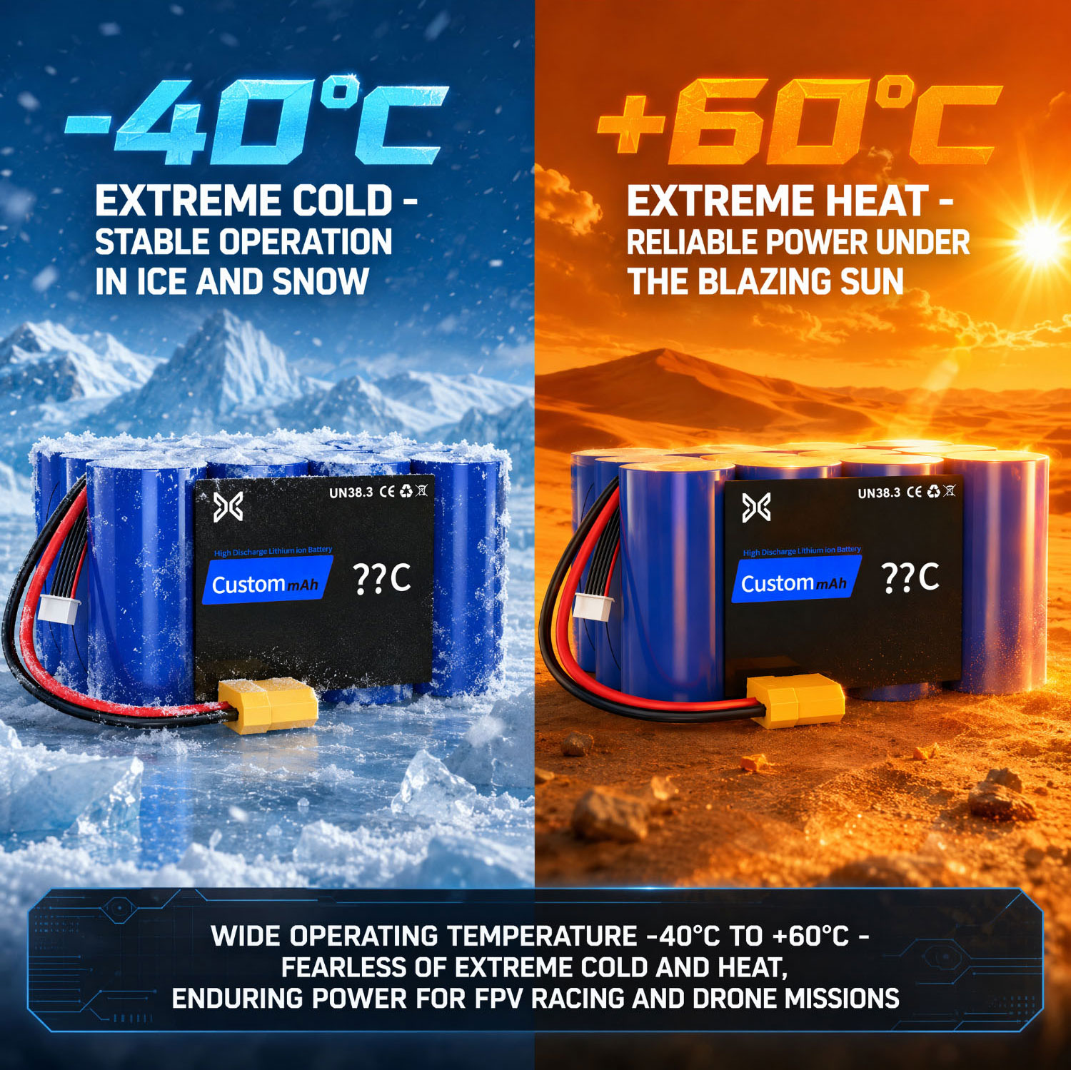 Drone battery for extreme cold and heat Drone battery for extreme cold and heat