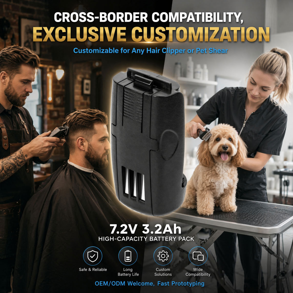 OEM ODM battery for professional hair clippers and pet trimmers