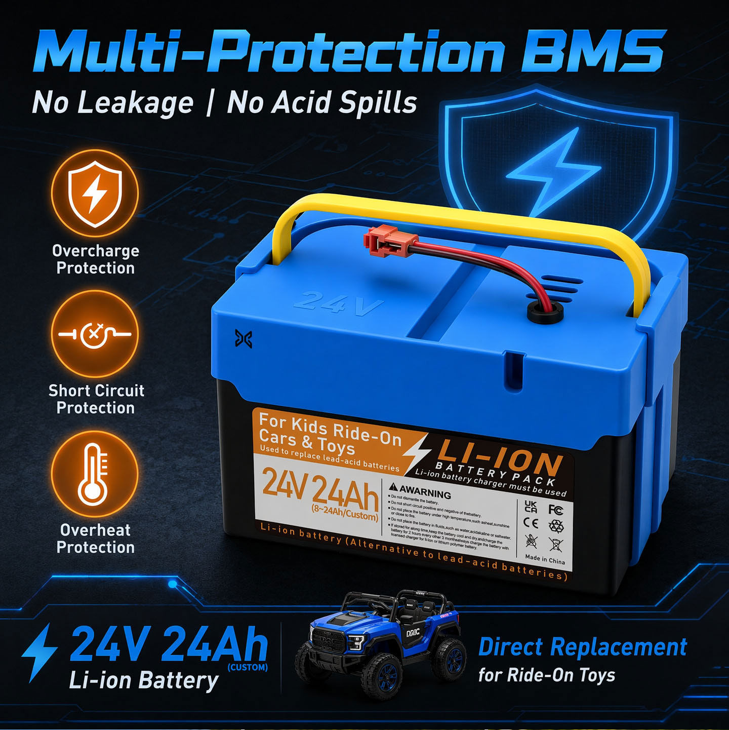 24V battery for kids ride-on cars UTVs and electric toys 24V battery for kids ride-on cars UTVs and electric toys