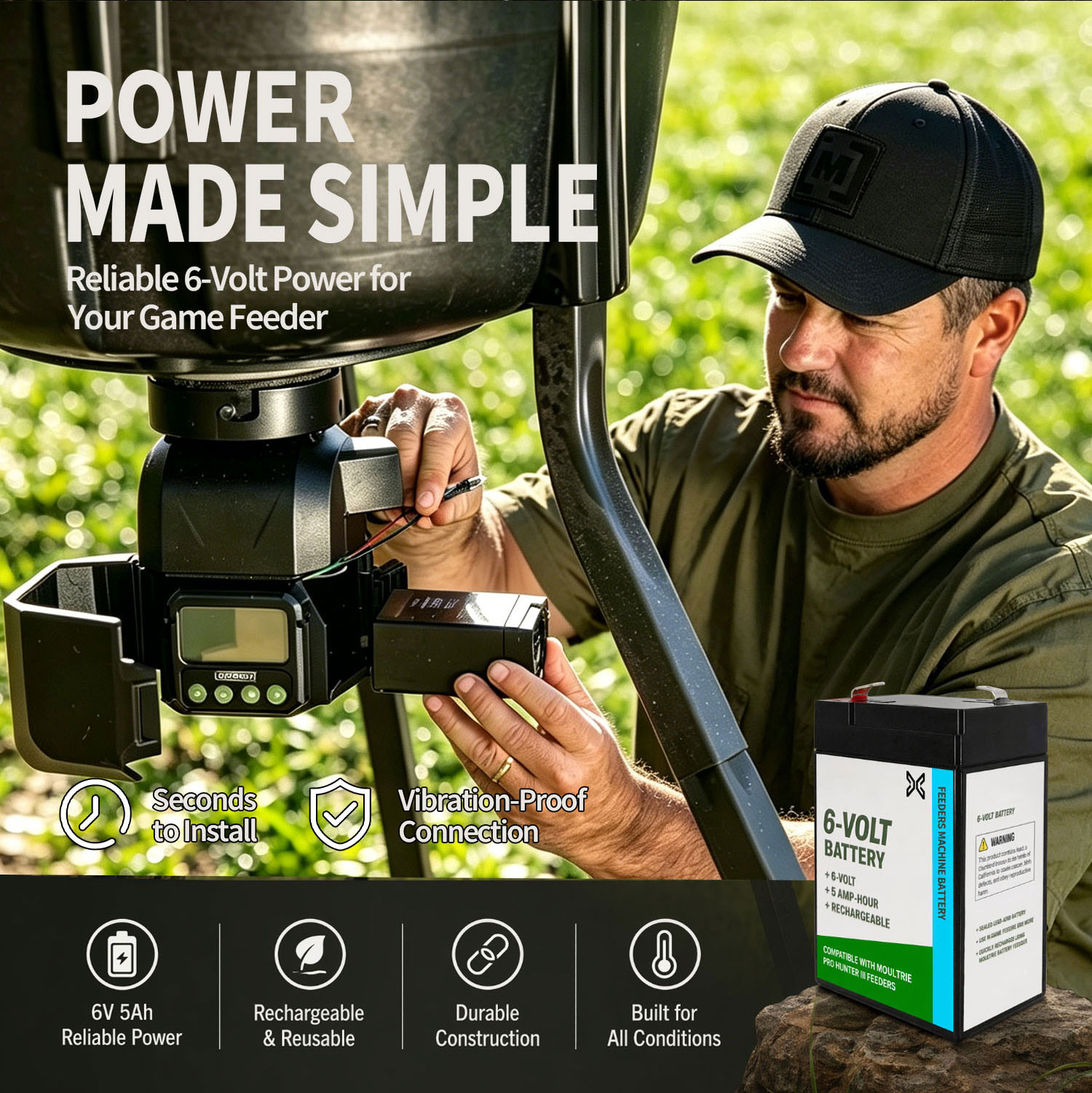 6V 5Ah game feeder battery for reliable outdoor power 6V 5Ah game feeder battery for reliable outdoor power
