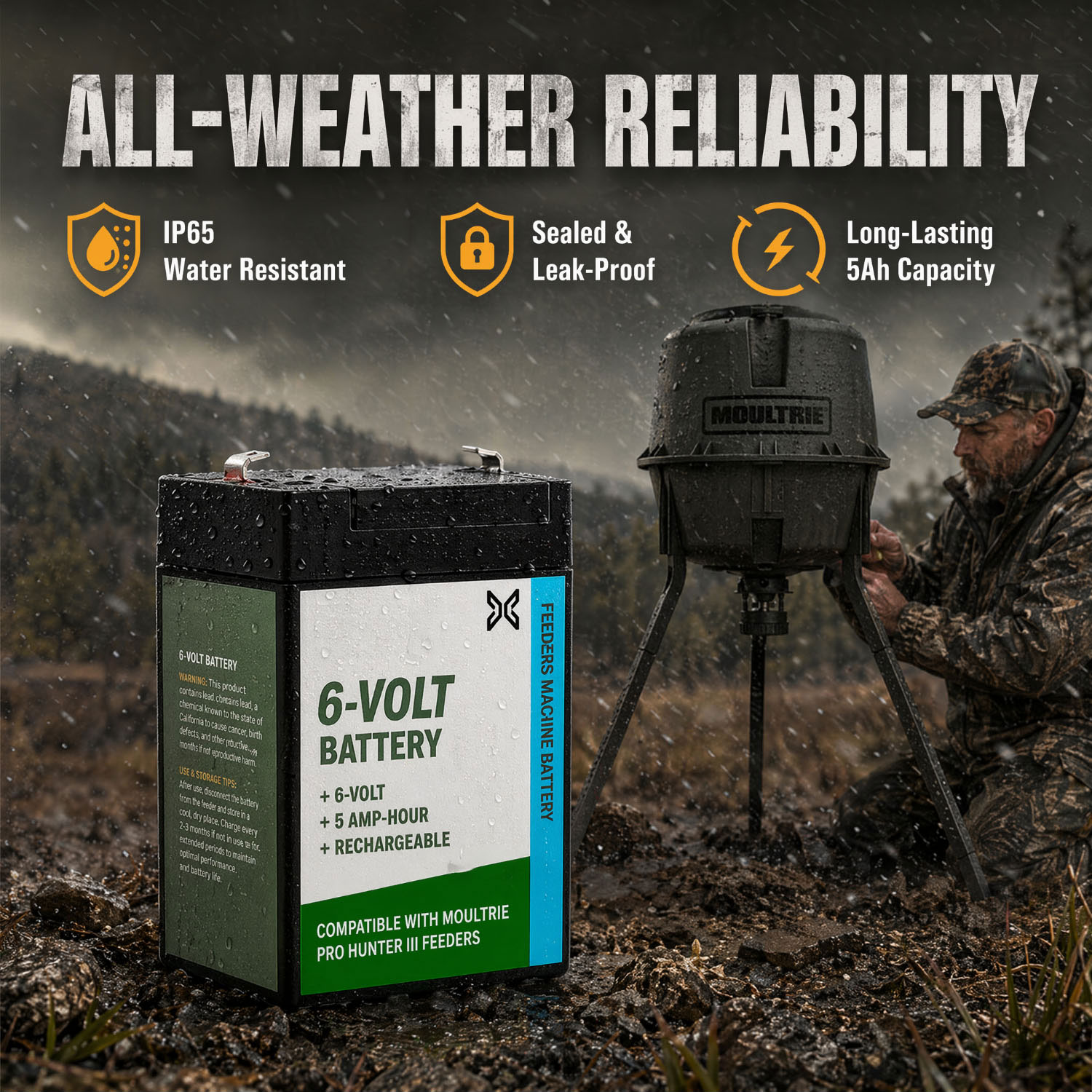 IP65 6V 5Ah deer feeder battery with water and dust resistance IP65 6V 5Ah deer feeder battery with water and dust resistance