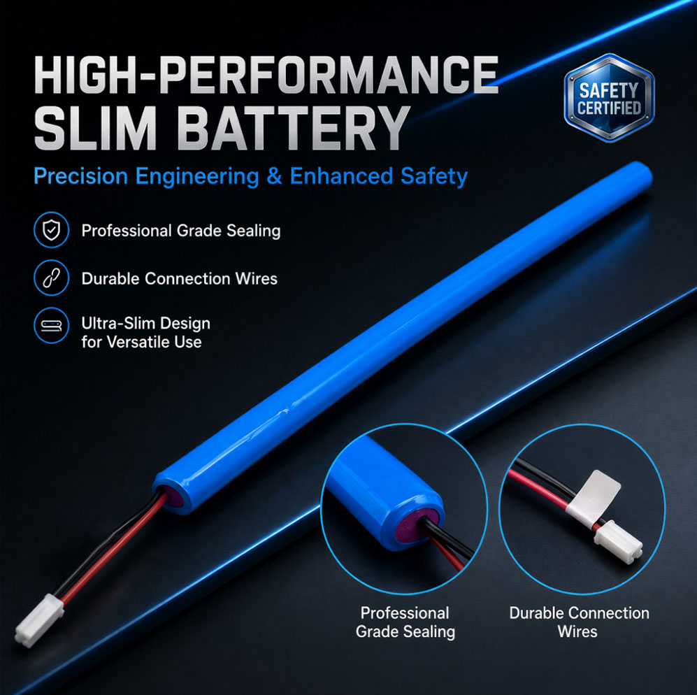 Slim electric curtain battery with sealed design and durable connection wires