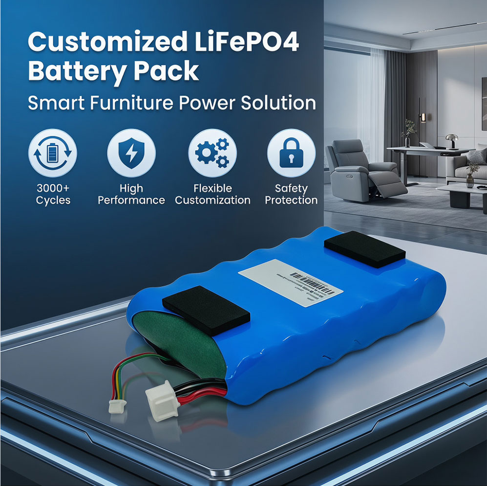 Custom LiFePO4 battery for power recliners and lift chairs with built-in BMS