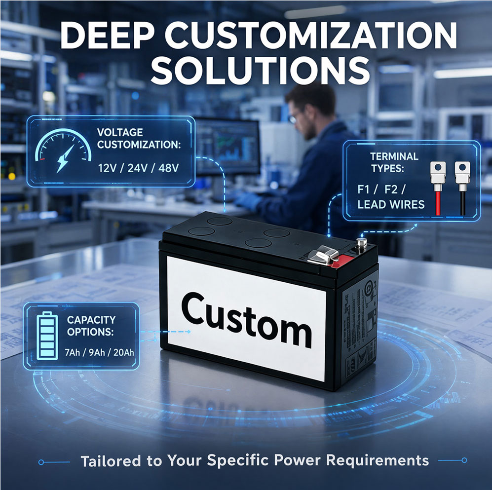 Custom UPS battery with 12V 24V 48V voltage and flexible capacity options Custom UPS battery with 12V 24V 48V voltage and flexible capacity options