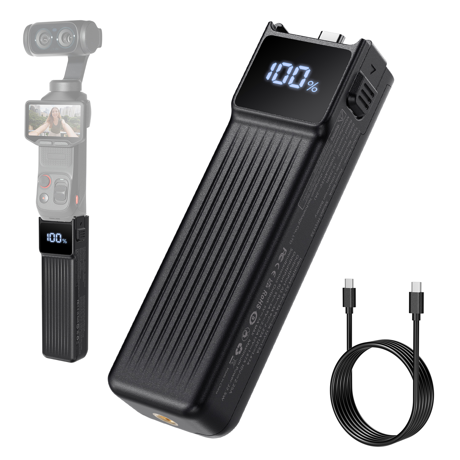 5000mAh battery handle grip for Insta360 Luna Ultra