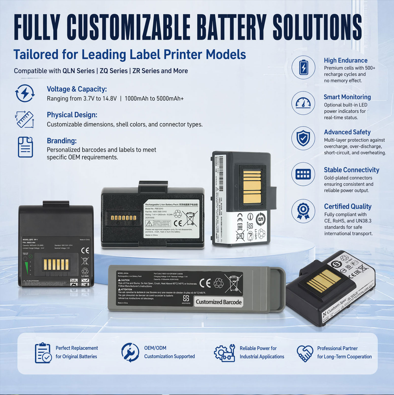 Custom Label Printer Battery OEM ODM Custom Label Printer Battery OEM ODM