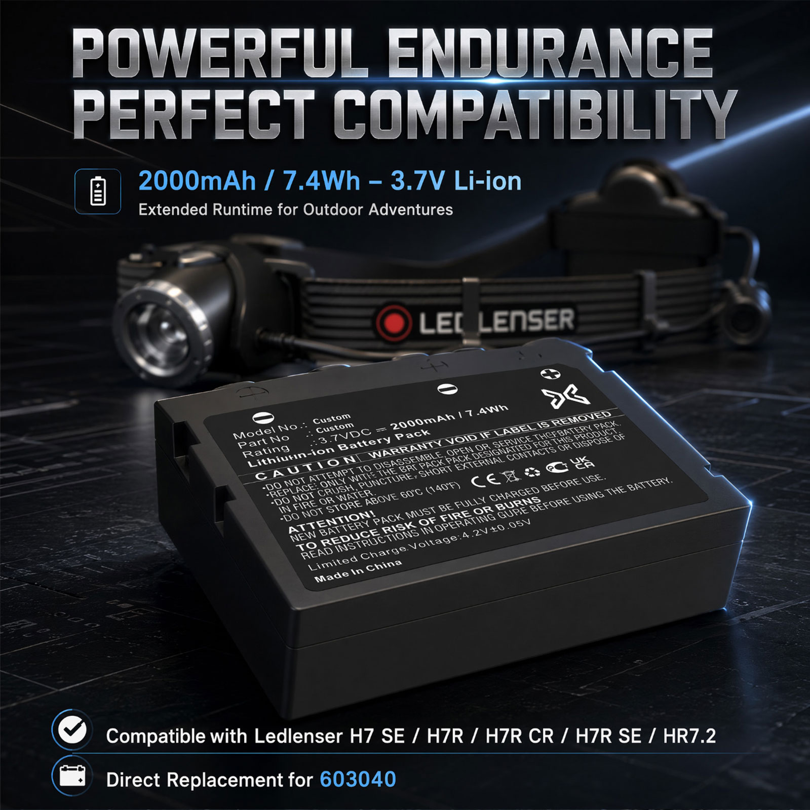 2000mAh Headlamp Battery 2000mAh Headlamp Battery