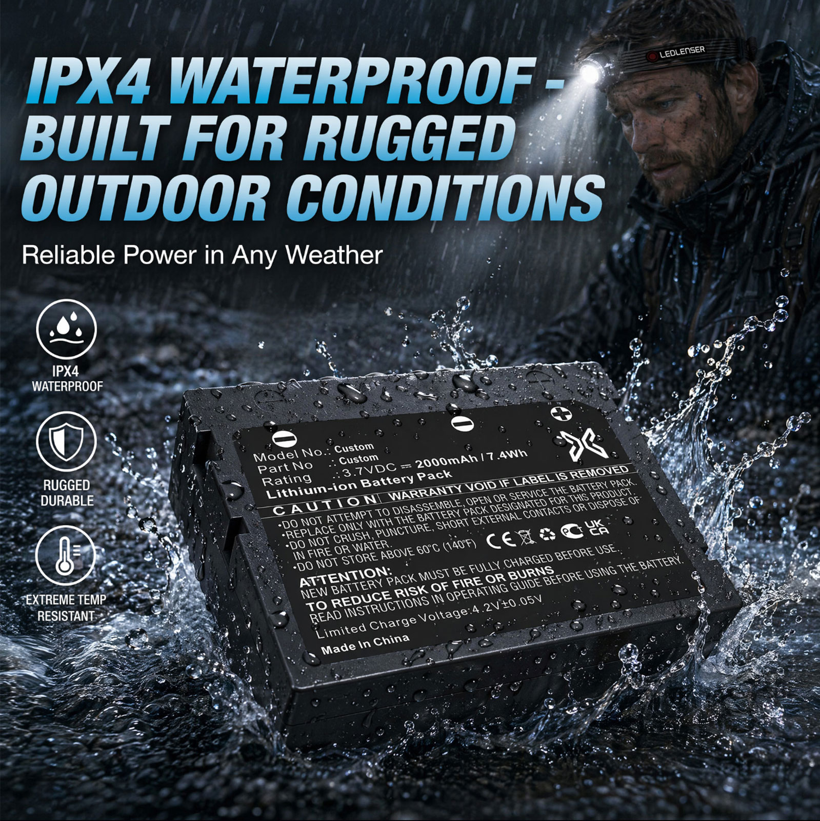 IPX4 Headlamp Battery IPX4 Headlamp Battery
