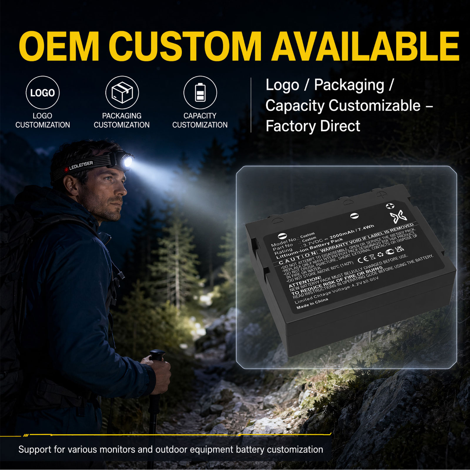 Custom Headlamp Battery OEM ODM Custom Headlamp Battery OEM ODM