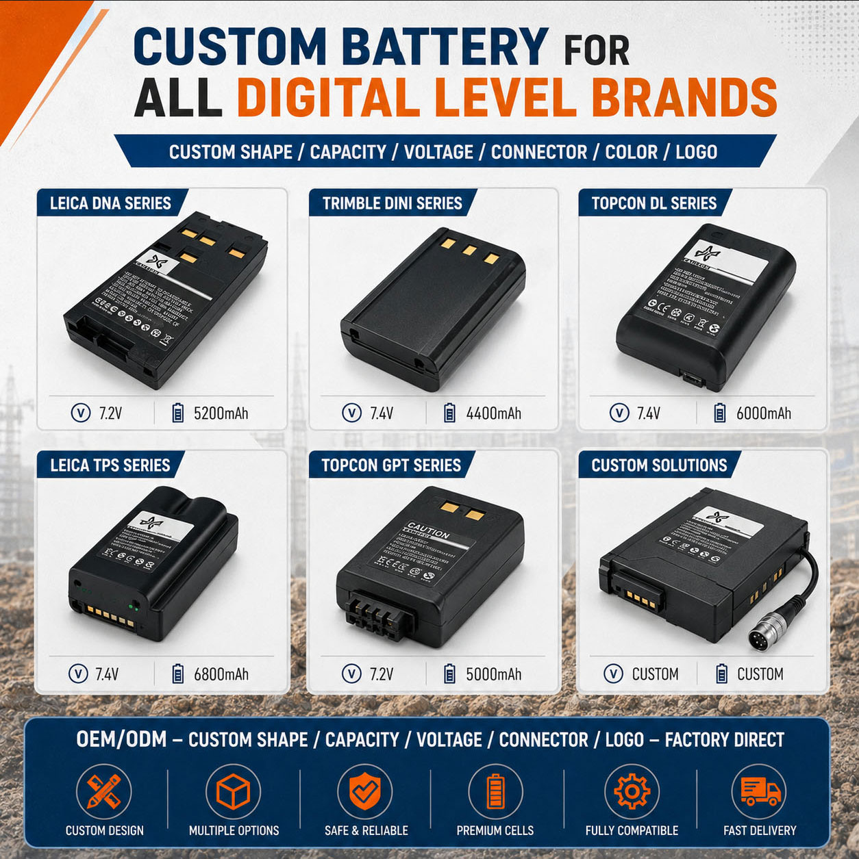 Custom Digital Level Battery OEM ODM Custom Digital Level Battery OEM ODM