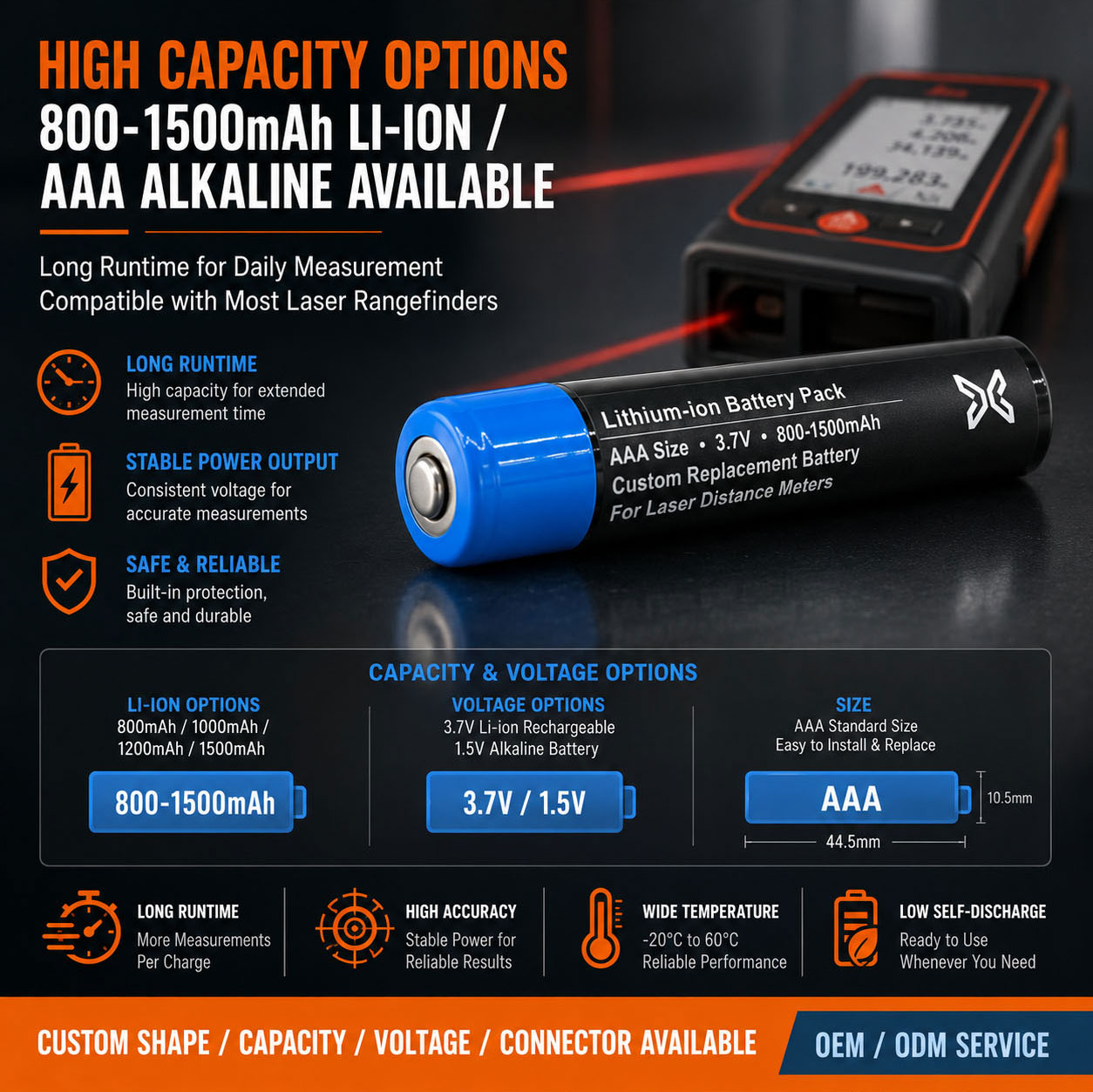 High Capacity Laser Distance Meter Battery