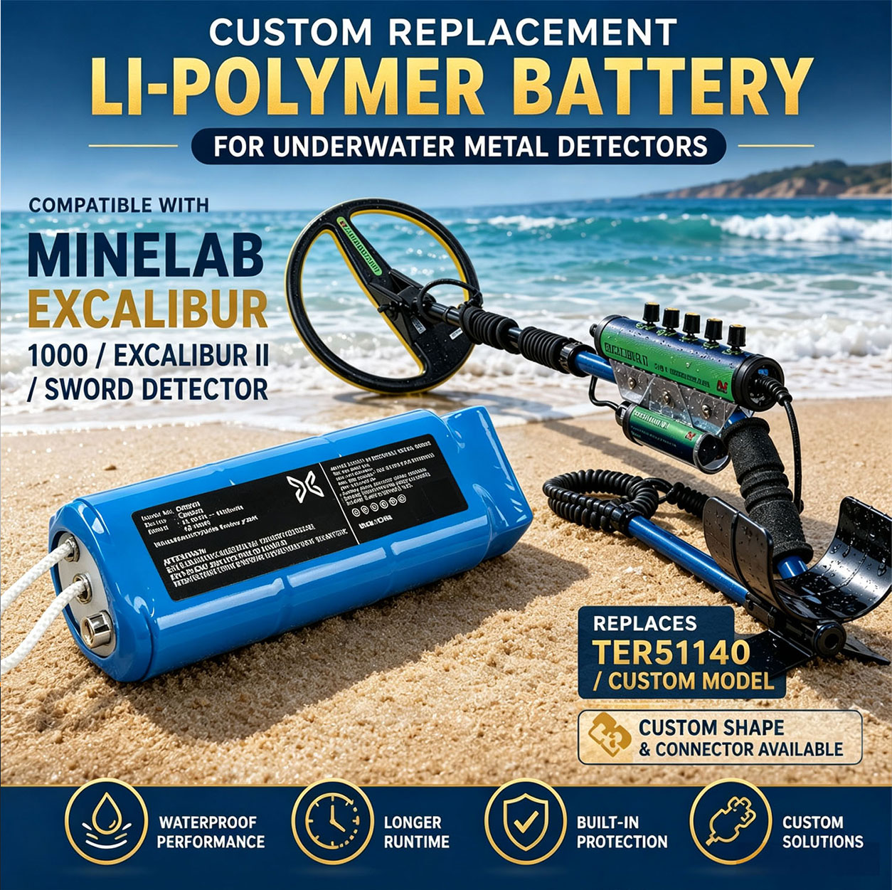 Minelab Excalibur Replacement Battery Minelab Excalibur Replacement Battery