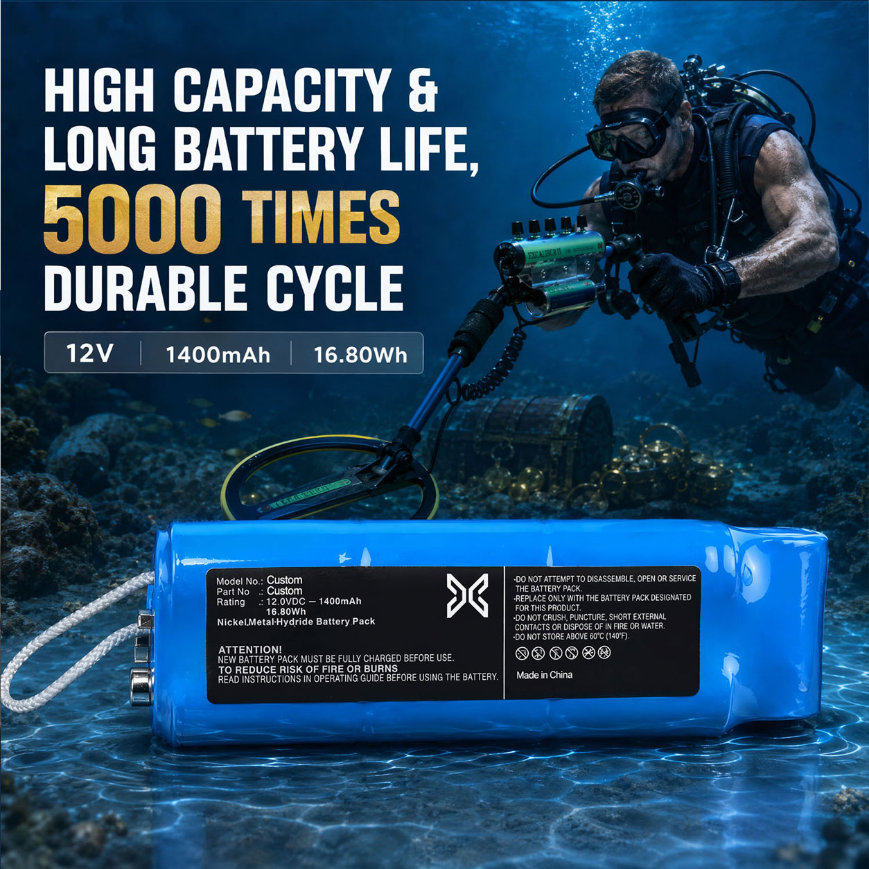 12V 1400mAh Metal Detector Battery 12V 1400mAh Metal Detector Battery