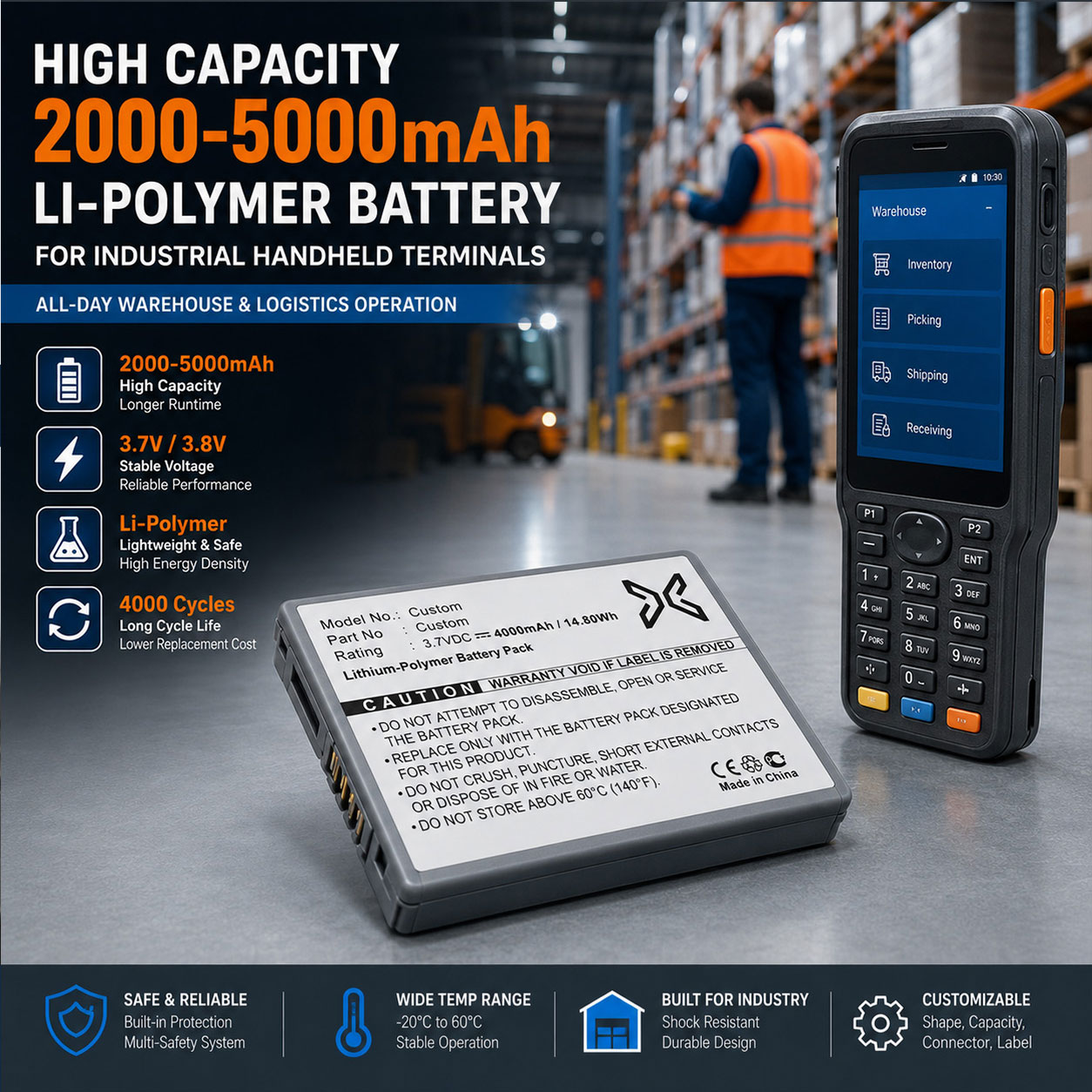 High Capacity Industrial PDA Battery High Capacity Industrial PDA Battery