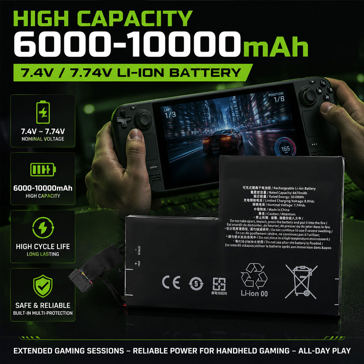 High Capacity Handheld Gaming Battery High Capacity Handheld Gaming Battery