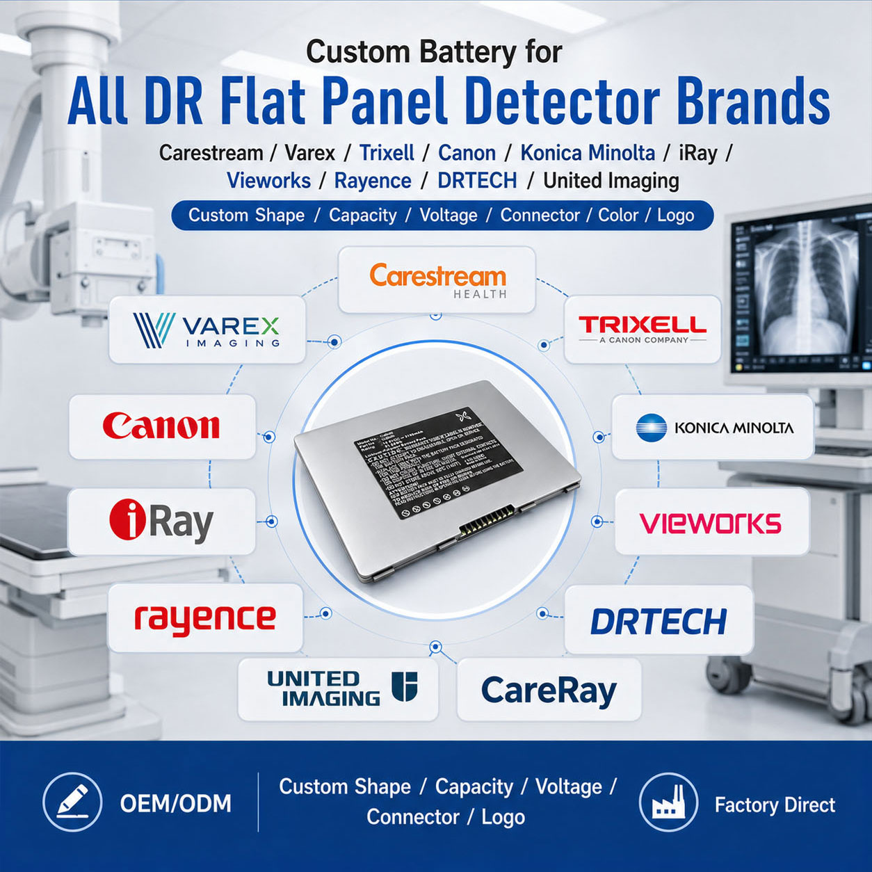 Custom DR Flat Panel Detector Battery OEM ODM Custom DR Flat Panel Detector Battery OEM ODM