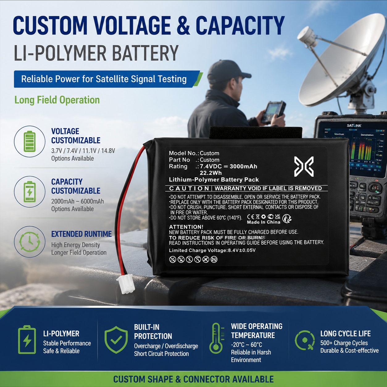 Custom Voltage Satellite Meter Battery Custom Voltage Satellite Meter Battery