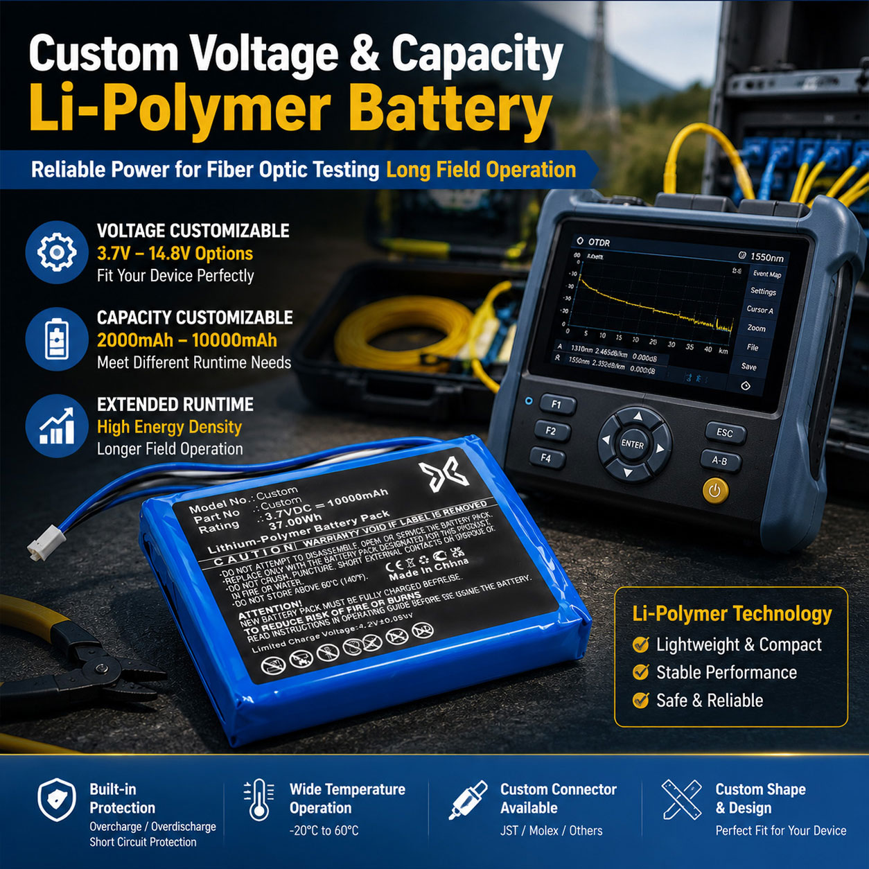 Custom Voltage OTDR Battery Custom Voltage OTDR Battery