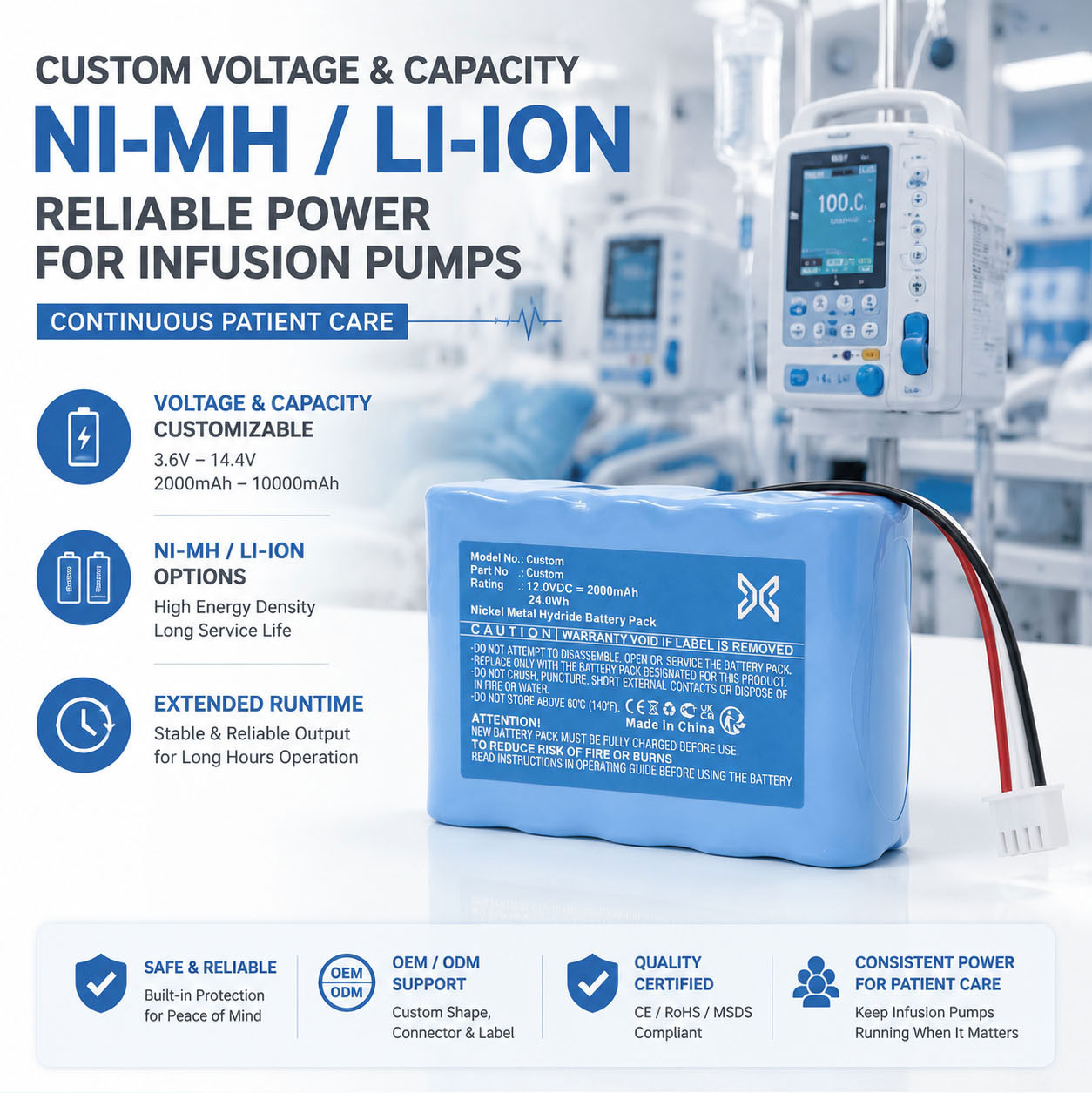 Custom Voltage Infusion Pump Battery