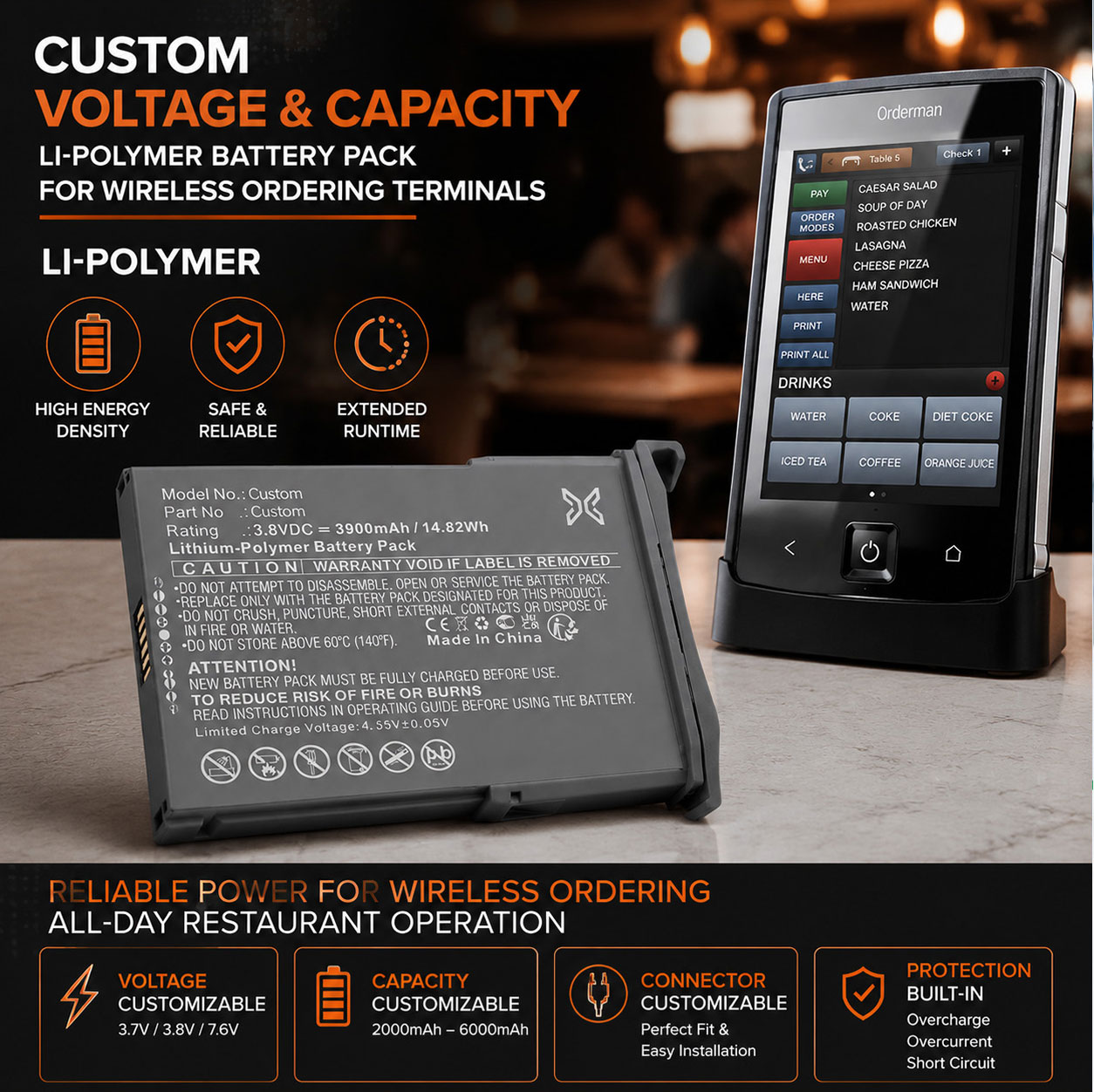 Custom Voltage POS Battery
