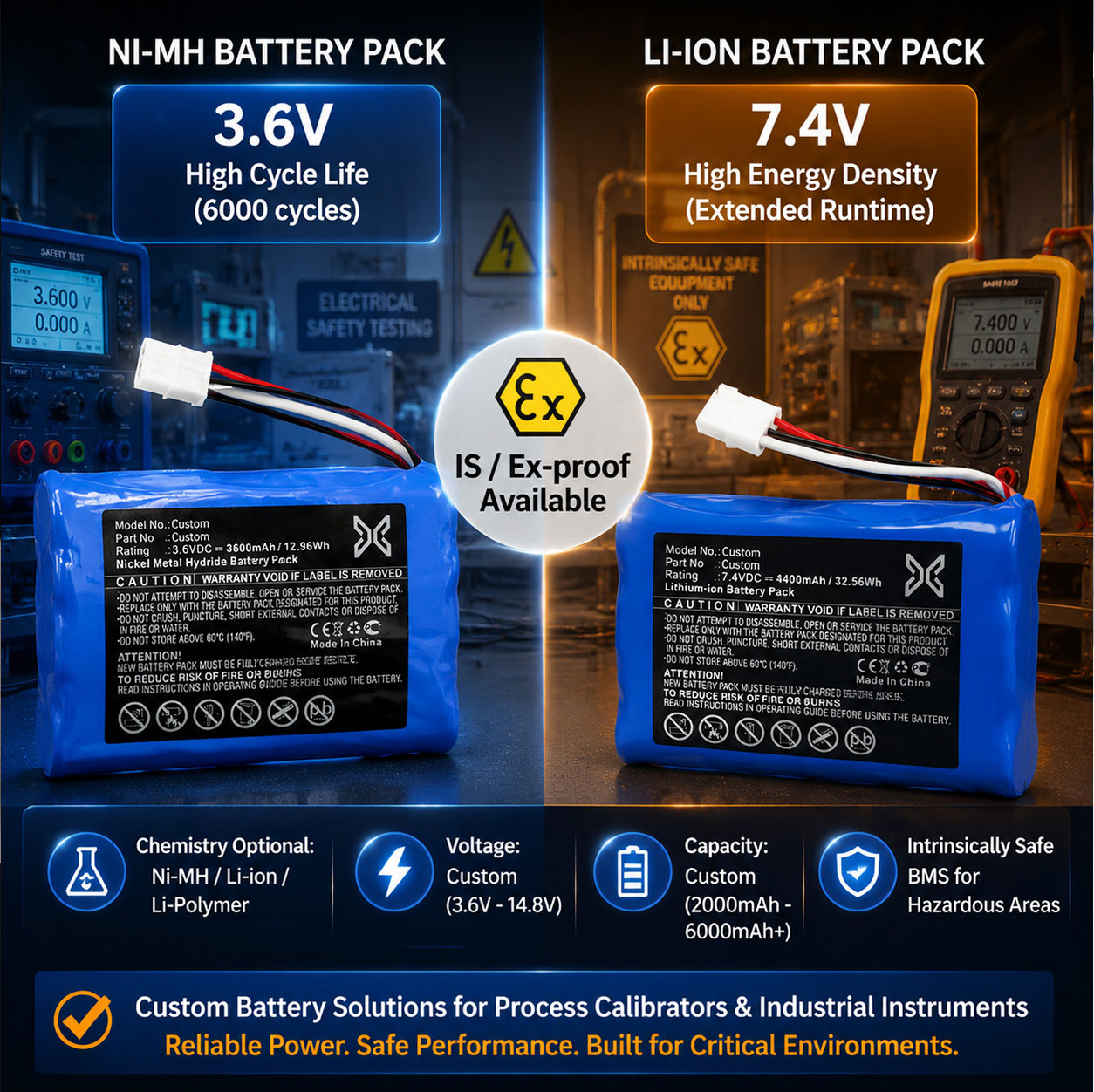 Custom Calibration Battery for Industrial Instruments