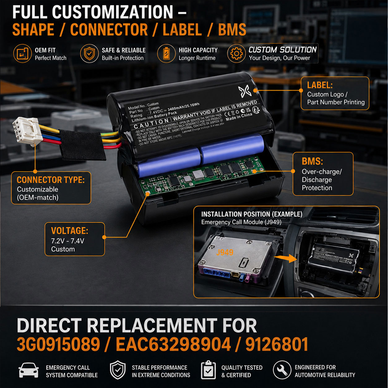 Custom eCall Battery OEM ODM Custom eCall Battery OEM ODM