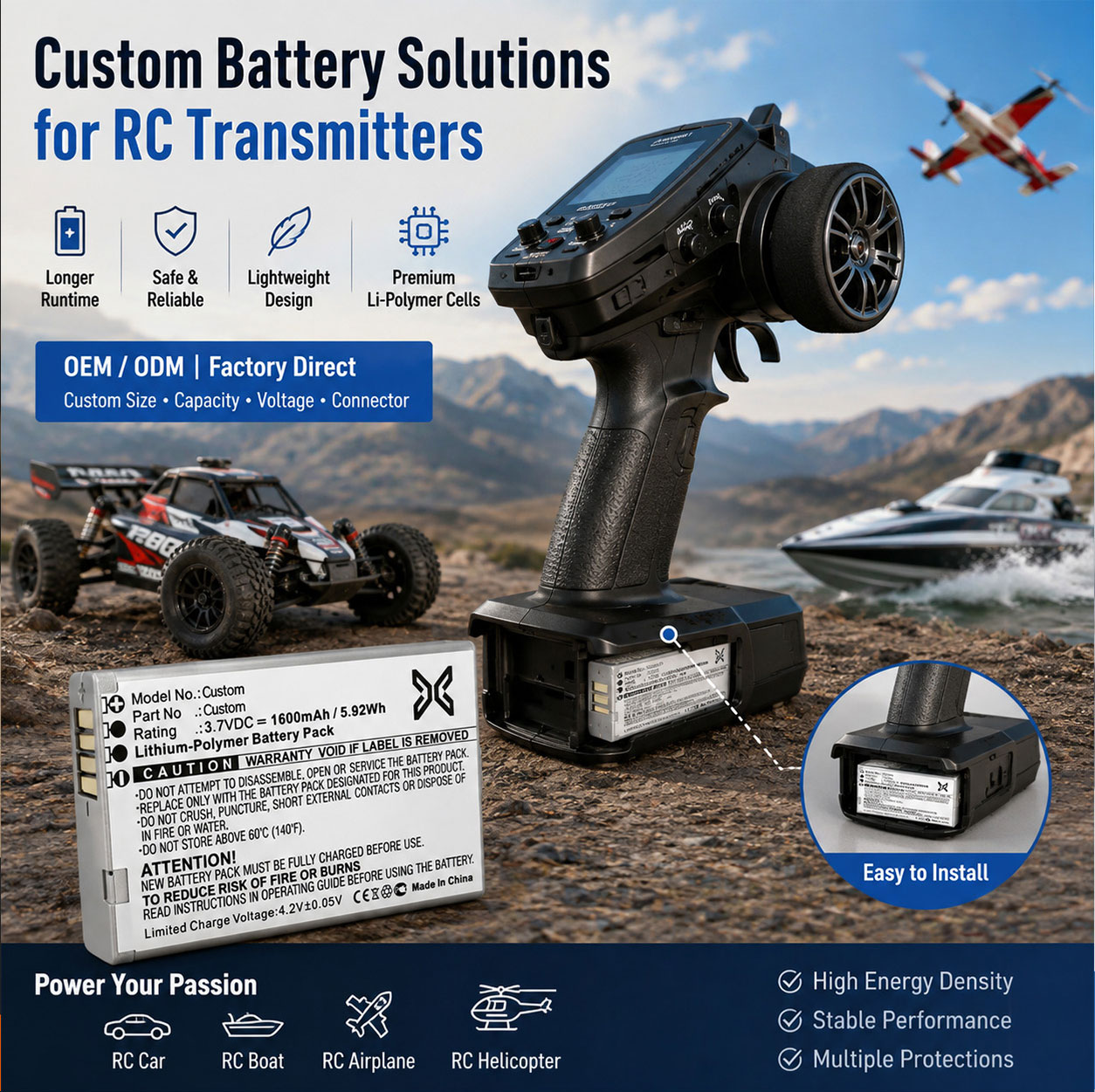 Custom RC Transmitter Battery OEM Custom RC Transmitter Battery OEM