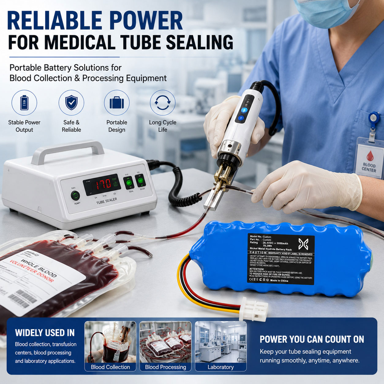 Medical Blood Tubing Sealer Battery