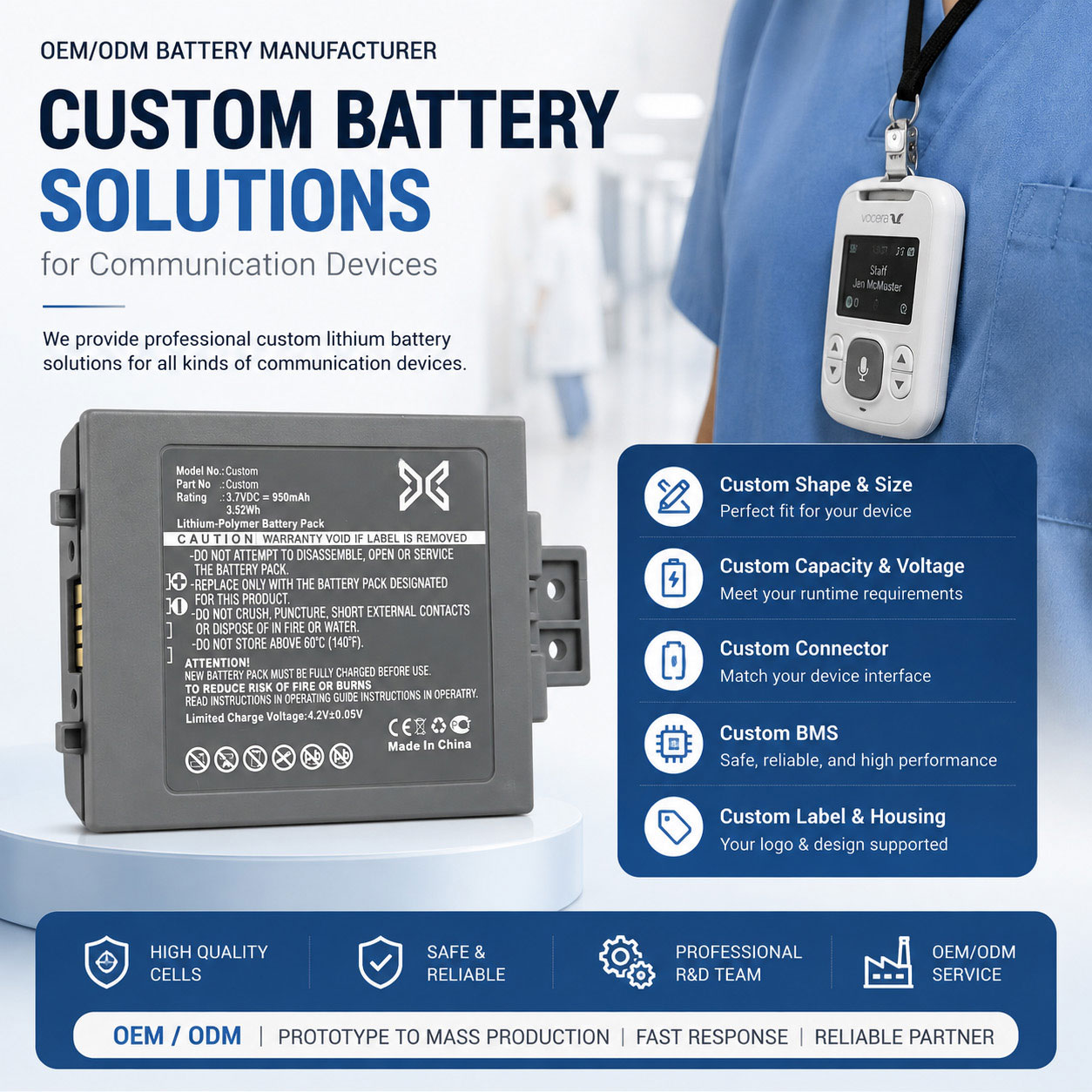 Custom Wireless Communication Battery Custom Wireless Communication Battery