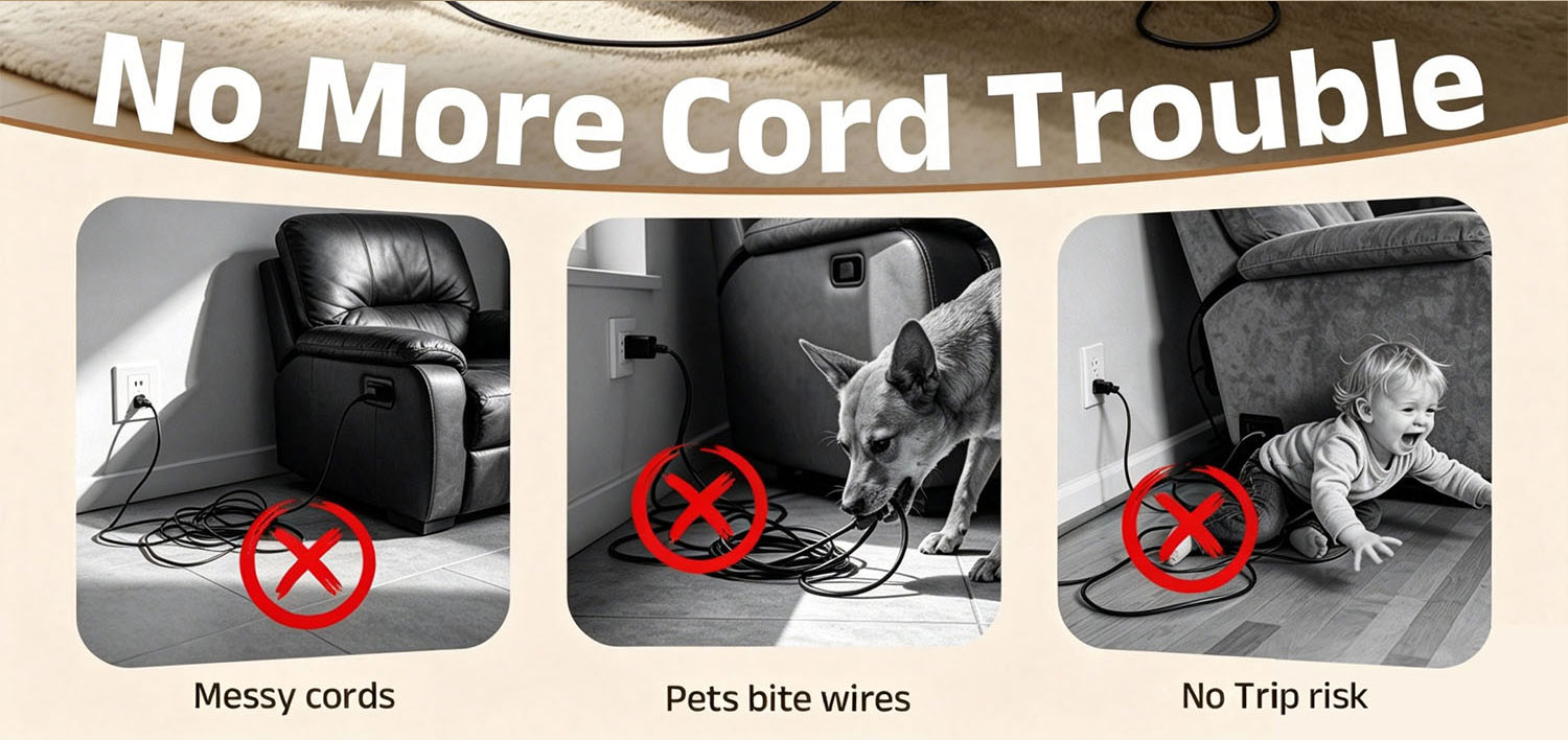 Cord-free power battery for electric recliners Cord Free Recliner Battery