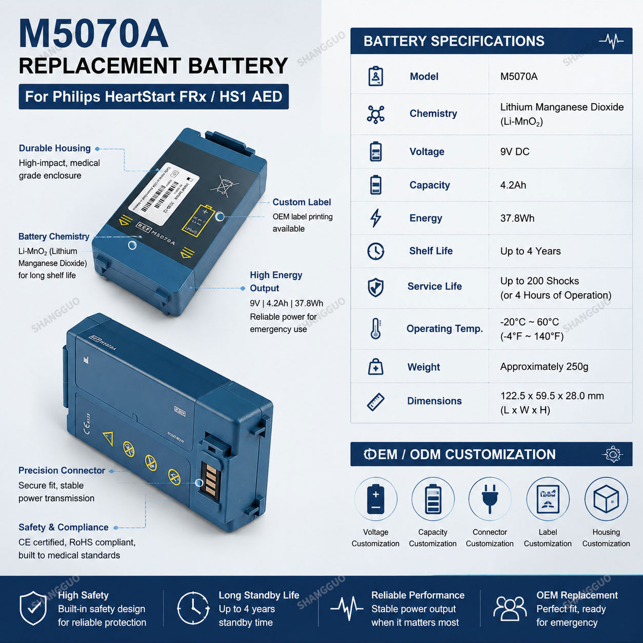 M5070A replacement battery for Philips HeartStart AED M5070A replacement battery for Philips HeartStart AED
