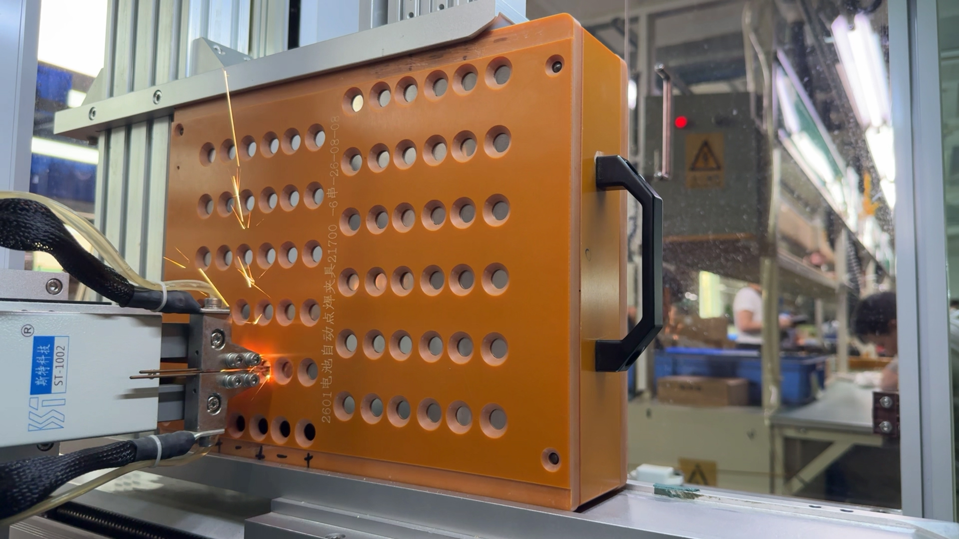 Automatic battery spot and laser welding