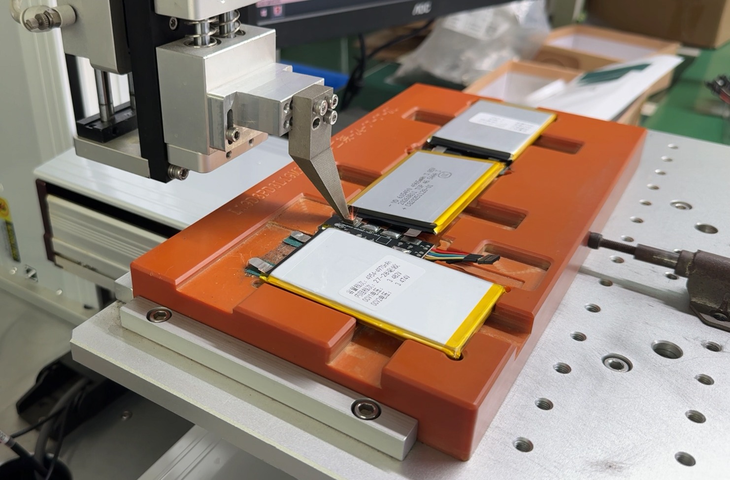 Battery tab and protection board welding
