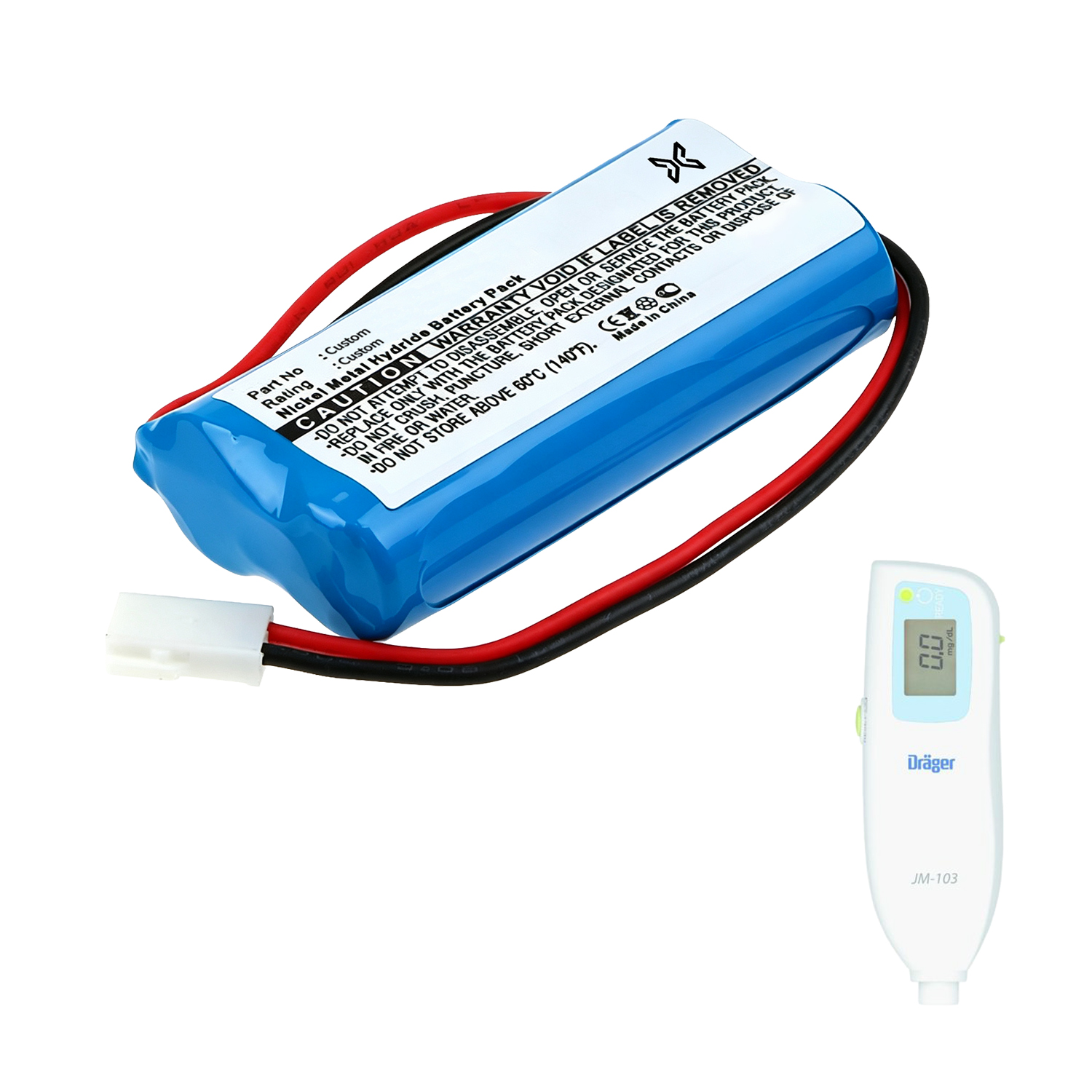 Custom jaundice meter battery pack with connector