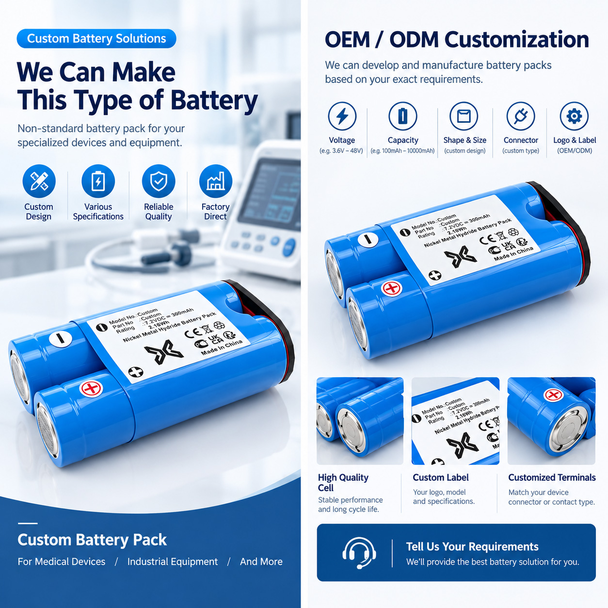 Custom Tympanometer Battery Custom Tympanometer Battery