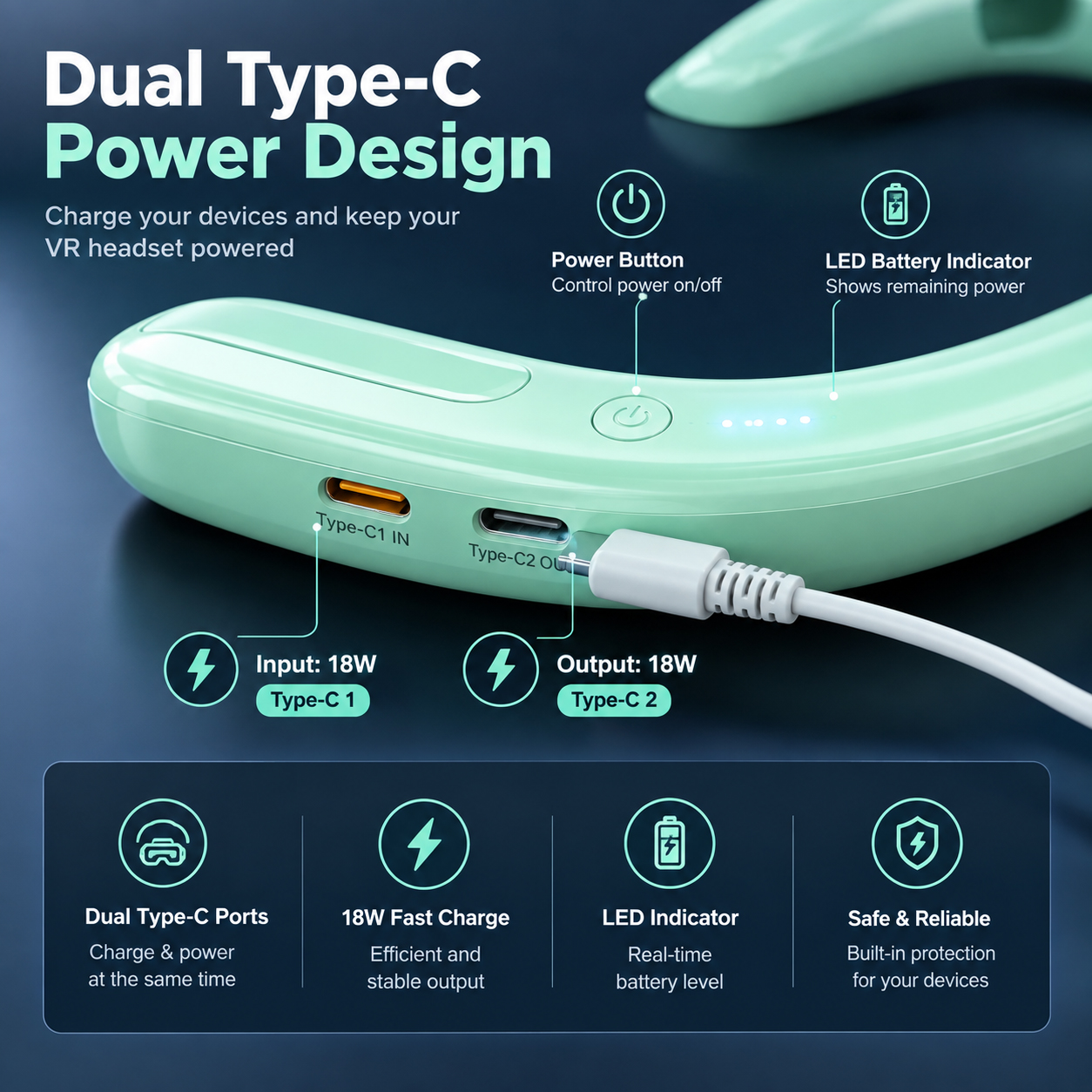 Dual Type-C VR Battery