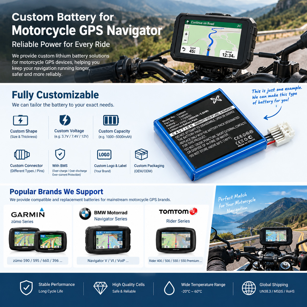 Motorcycle Navigation Battery