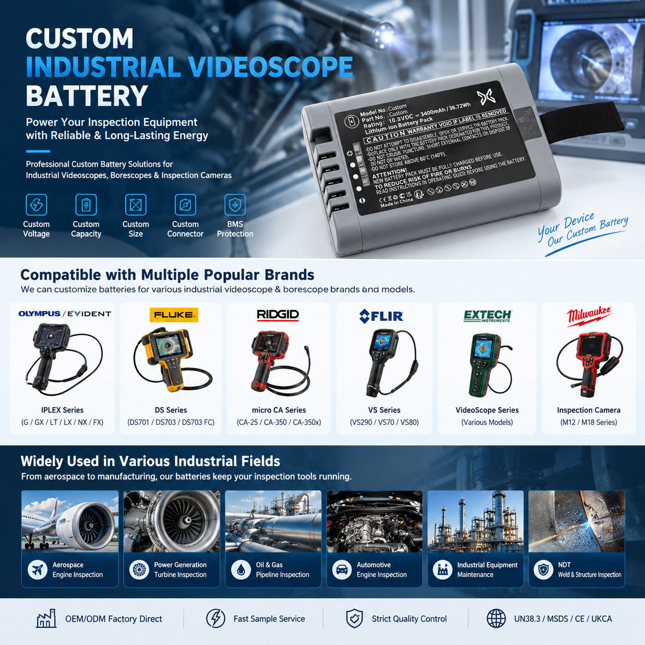 Industrial Borescope Battery Industrial Borescope Battery