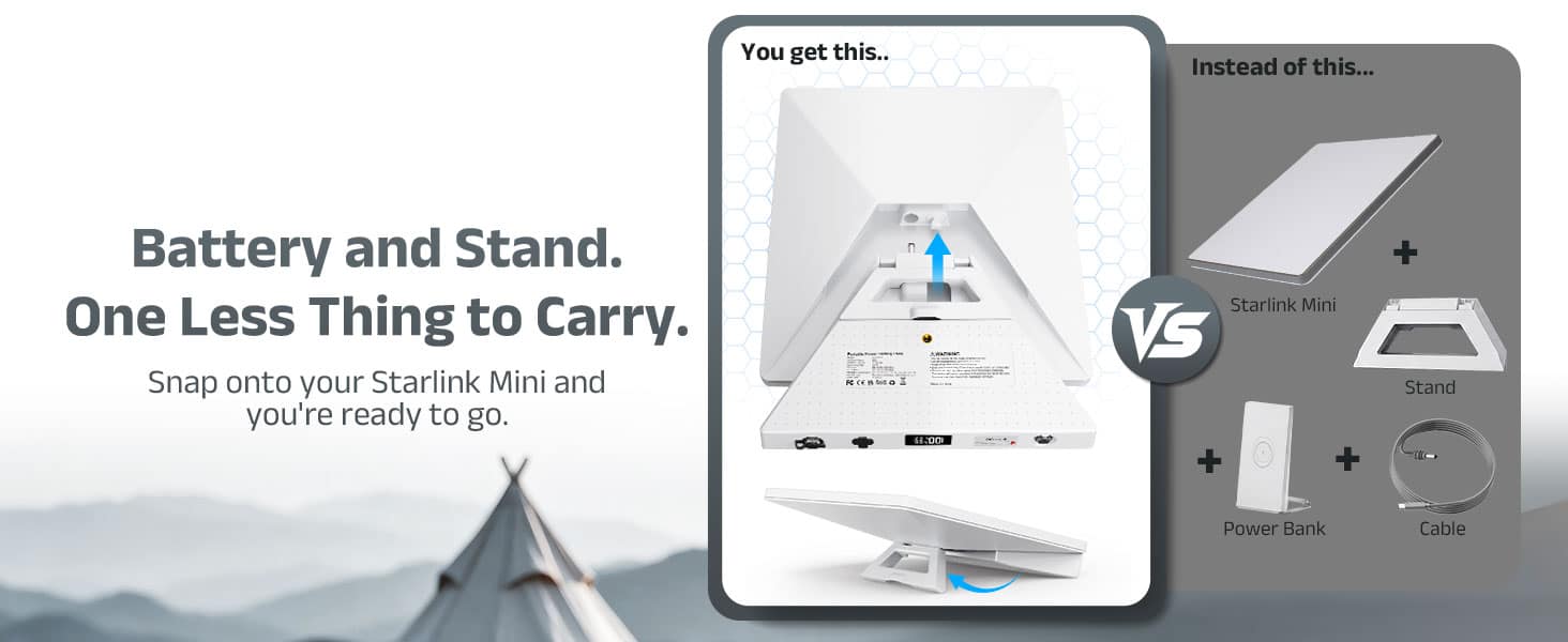 Starlink Mini battery with integrated kickstand