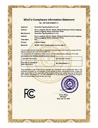 FCC Battery Related Compliance Documentation